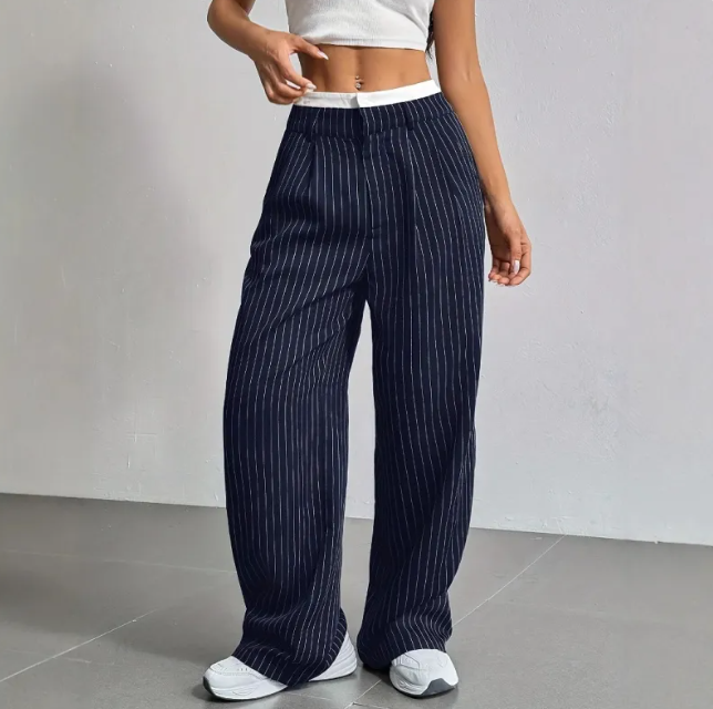 Striped Wide-Leg Pants