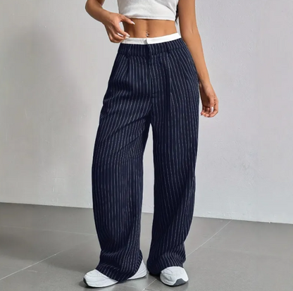 Striped Wide-Leg Pants
