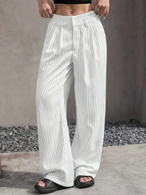 Striped Wide-Leg Pants